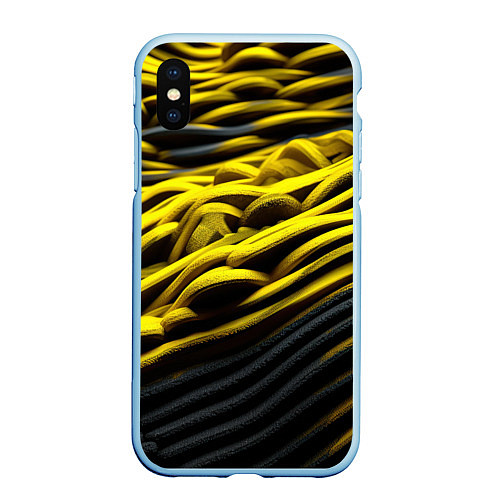 Чехол iPhone XS Max матовый Золотые волны / 3D-Голубой – фото 1