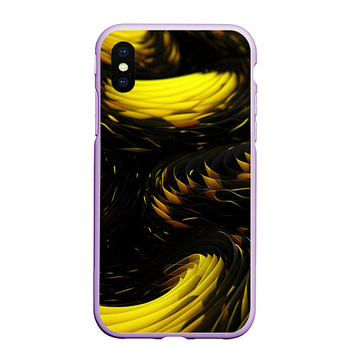 Чехол iPhone XS Max матовый Gold black / 3D-Сиреневый – фото 1