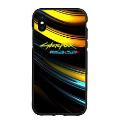 Чехол iPhone XS Max матовый Cyberpunk 2077 phantom liberty black gold