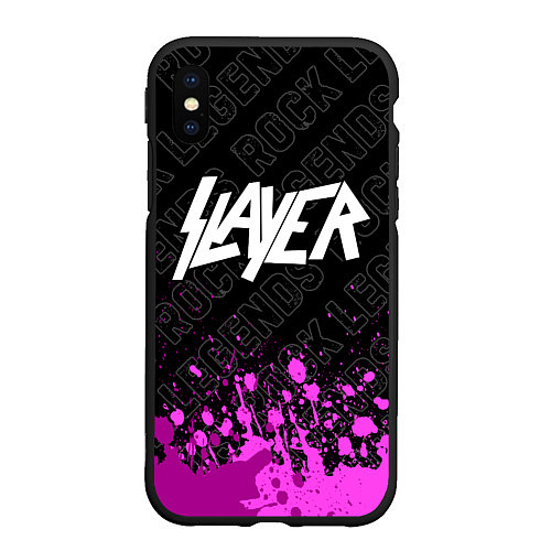 Чехол iPhone XS Max матовый Slayer rock legends: символ сверху / 3D-Черный – фото 1