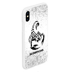 Чехол iPhone XS Max матовый Scorpions с потертостями на светлом фоне, цвет: 3D-белый — фото 2