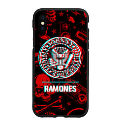 Чехол iPhone XS Max матовый Ramones rock glitch, цвет: 3D-черный