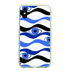 Чехол iPhone XS Max матовый Глазки плывущие в голубых волнах