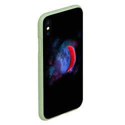 Чехол iPhone XS Max матовый Космический арбуз-луна, цвет: 3D-салатовый — фото 2