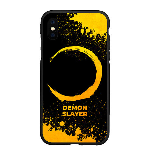 Чехол iPhone XS Max матовый Demon Slayer - gold gradient / 3D-Черный – фото 1