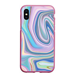 Чехол iPhone XS Max матовый Sea waves fantasy, цвет: 3D-малиновый