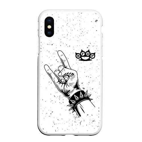 Чехол iPhone XS Max матовый Five Finger Death Punch и рок символ / 3D-Белый – фото 1