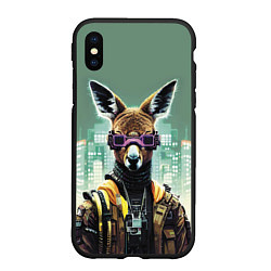 Чехол iPhone XS Max матовый Cool kangaroo - cyberpunk, цвет: 3D-черный