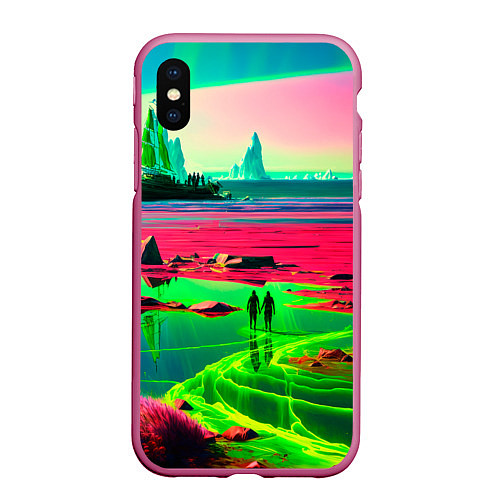 Чехол iPhone XS Max матовый Кислотный мир / 3D-Малиновый – фото 1