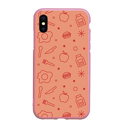 Чехол iPhone XS Max матовый Foody, цвет: 3D-розовый