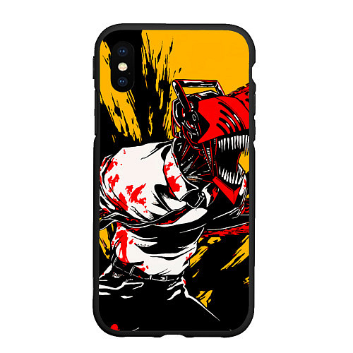 Чехол iPhone XS Max матовый Человек бензопила chainsaw man / 3D-Черный – фото 1