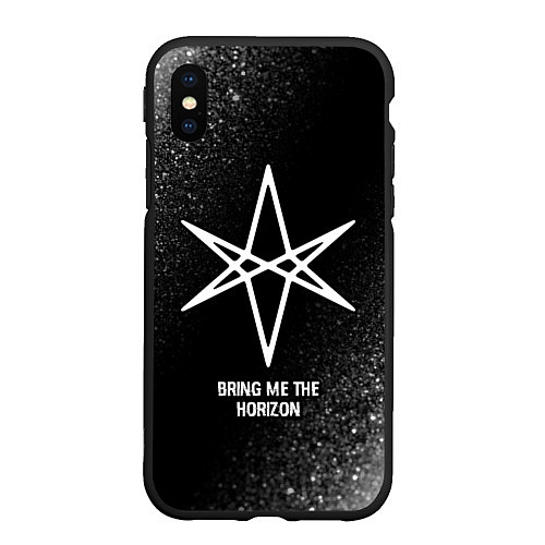 Чехол iPhone XS Max матовый Bring Me the Horizon glitch на темном фоне / 3D-Черный – фото 1