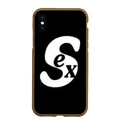 Чехол iPhone XS Max матовый SEX надпись, цвет: 3D-коричневый