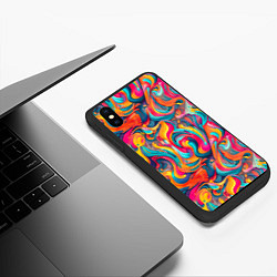 Чехол iPhone XS Max матовый Разноцветные мазки красок, цвет: 3D-черный — фото 2