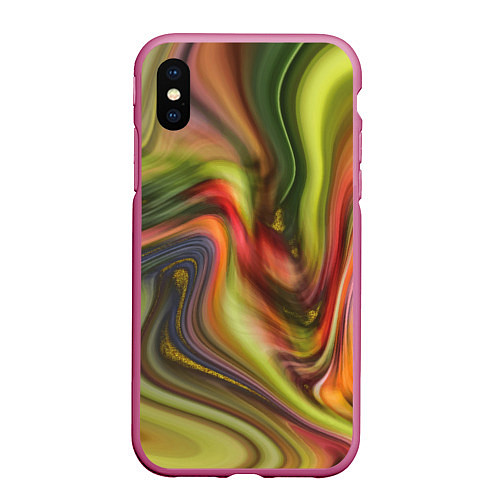 Чехол iPhone XS Max матовый Abstraction waves / 3D-Малиновый – фото 1