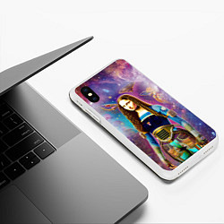 Чехол iPhone XS Max матовый Современная девушка по имени Джоконда, цвет: 3D-белый — фото 2