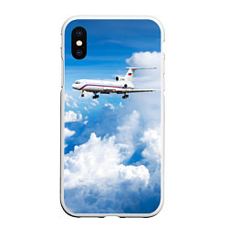 Чехол iPhone XS Max матовый Ту-154 на высоте, цвет: 3D-белый