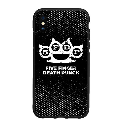 Чехол iPhone XS Max матовый Five Finger Death Punch с потертостями на темном ф / 3D-Черный – фото 1