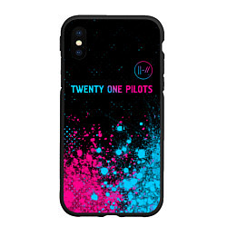 Чехол iPhone XS Max матовый Twenty One Pilots - neon gradient: символ сверху
