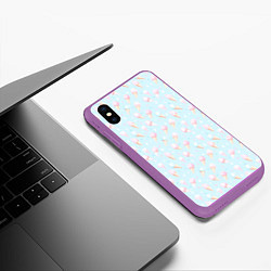 Чехол iPhone XS Max матовый Цветное мороженое в пастельных цветах, цвет: 3D-фиолетовый — фото 2