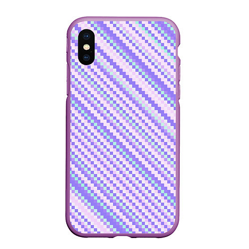 Чехол iPhone XS Max матовый Полосы пиксели розовый / 3D-Фиолетовый – фото 1
