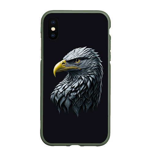 Чехол iPhone XS Max матовый Орёл от нейросети / 3D-Темно-зеленый – фото 1