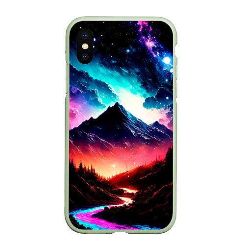 Чехол iPhone XS Max матовый Волшебный пейзаж / 3D-Салатовый – фото 1