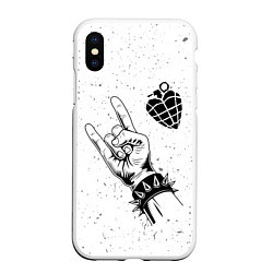 Чехол iPhone XS Max матовый Green Day и рок символ, цвет: 3D-белый