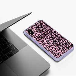 Чехол iPhone XS Max матовый Blackpink - pink text, цвет: 3D-светло-сиреневый — фото 2