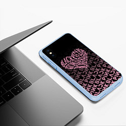 Чехол iPhone XS Max матовый Блэкпинк - сердце, цвет: 3D-голубой — фото 2