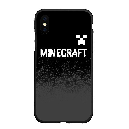 Чехол iPhone XS Max матовый Minecraft glitch на темном фоне: символ сверху / 3D-Черный – фото 1