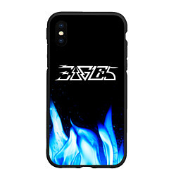 Чехол iPhone XS Max матовый Eagles blue fire, цвет: 3D-черный