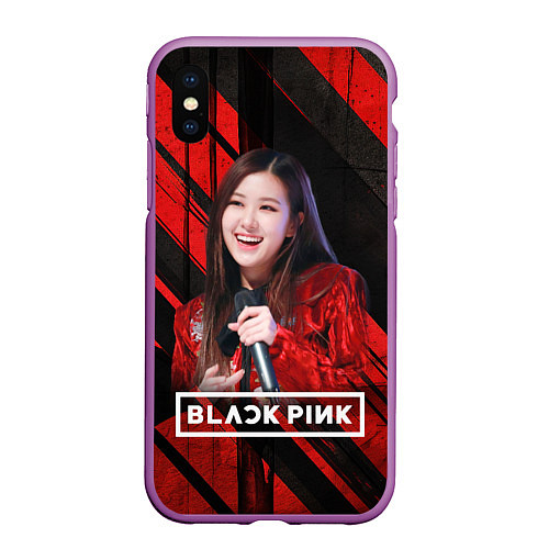 Чехол iPhone XS Max матовый Rose Blackpink / 3D-Фиолетовый – фото 1