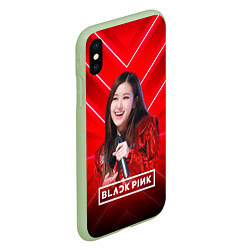 Чехол iPhone XS Max матовый Rose Blackpink red, цвет: 3D-салатовый — фото 2