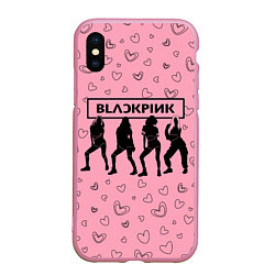 Чехол iPhone XS Max матовый Blackpink силуэт, цвет: 3D-розовый