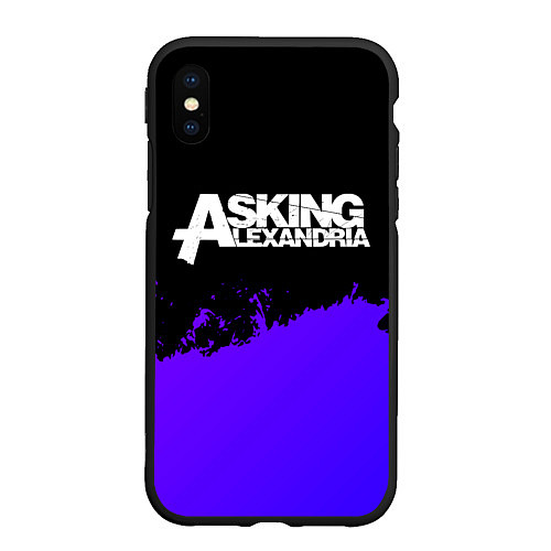 Чехол iPhone XS Max матовый Asking Alexandria purple grunge / 3D-Черный – фото 1