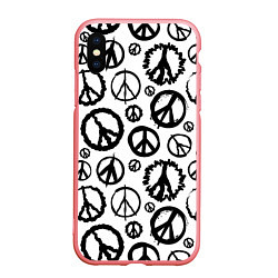 Чехол iPhone XS Max матовый Many peace logo, цвет: 3D-баблгам