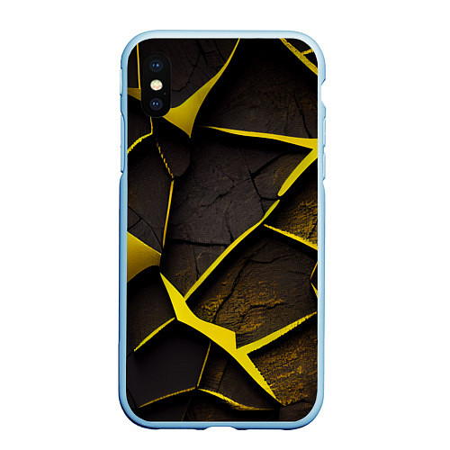 Чехол iPhone XS Max матовый Угольные разломы / 3D-Голубой – фото 1