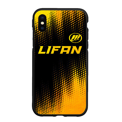 Чехол iPhone XS Max матовый Lifan - gold gradient: символ сверху / 3D-Черный – фото 1