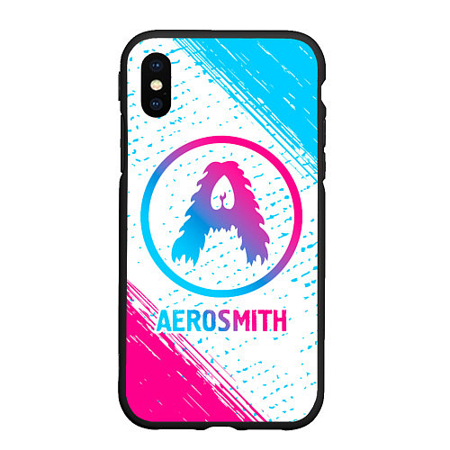 Чехол iPhone XS Max матовый Aerosmith neon gradient style / 3D-Черный – фото 1