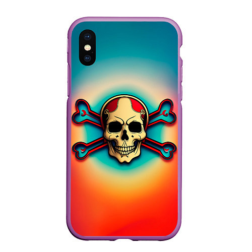 Чехол iPhone XS Max матовый Красочный веселый роджер / 3D-Фиолетовый – фото 1