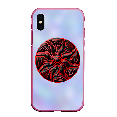 Чехол iPhone XS Max матовый Щитовидная мандала / 3D-Малиновый – фото 1