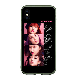 Чехол iPhone XS Max матовый Blackpink Autographs, цвет: 3D-темно-зеленый