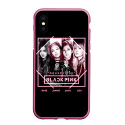 Чехол iPhone XS Max матовый Blackpink - Square one, цвет: 3D-малиновый