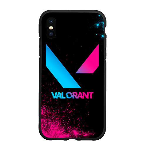 Чехол iPhone XS Max матовый Valorant - neon gradient / 3D-Черный – фото 1