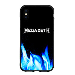 Чехол iPhone XS Max матовый Megadeth blue fire, цвет: 3D-черный