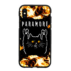 Чехол iPhone XS Max матовый Paramore рок кот и огонь