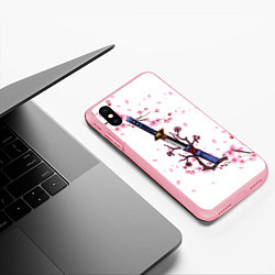 Чехол iPhone XS Max матовый Катана в сакуре, цвет: 3D-баблгам — фото 2