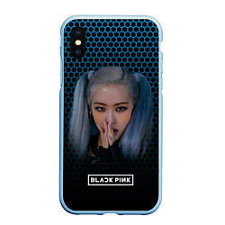 Чехол iPhone XS Max матовый Kpop blackpink Rose, цвет: 3D-голубой