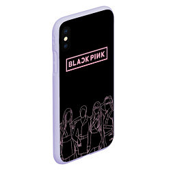 Чехол iPhone XS Max матовый Blackpink - art contour, цвет: 3D-светло-сиреневый — фото 2